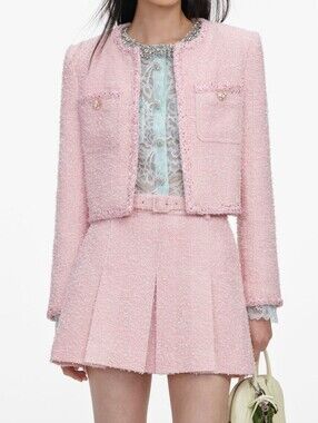 Self Portrait Pink Boucle Jacket